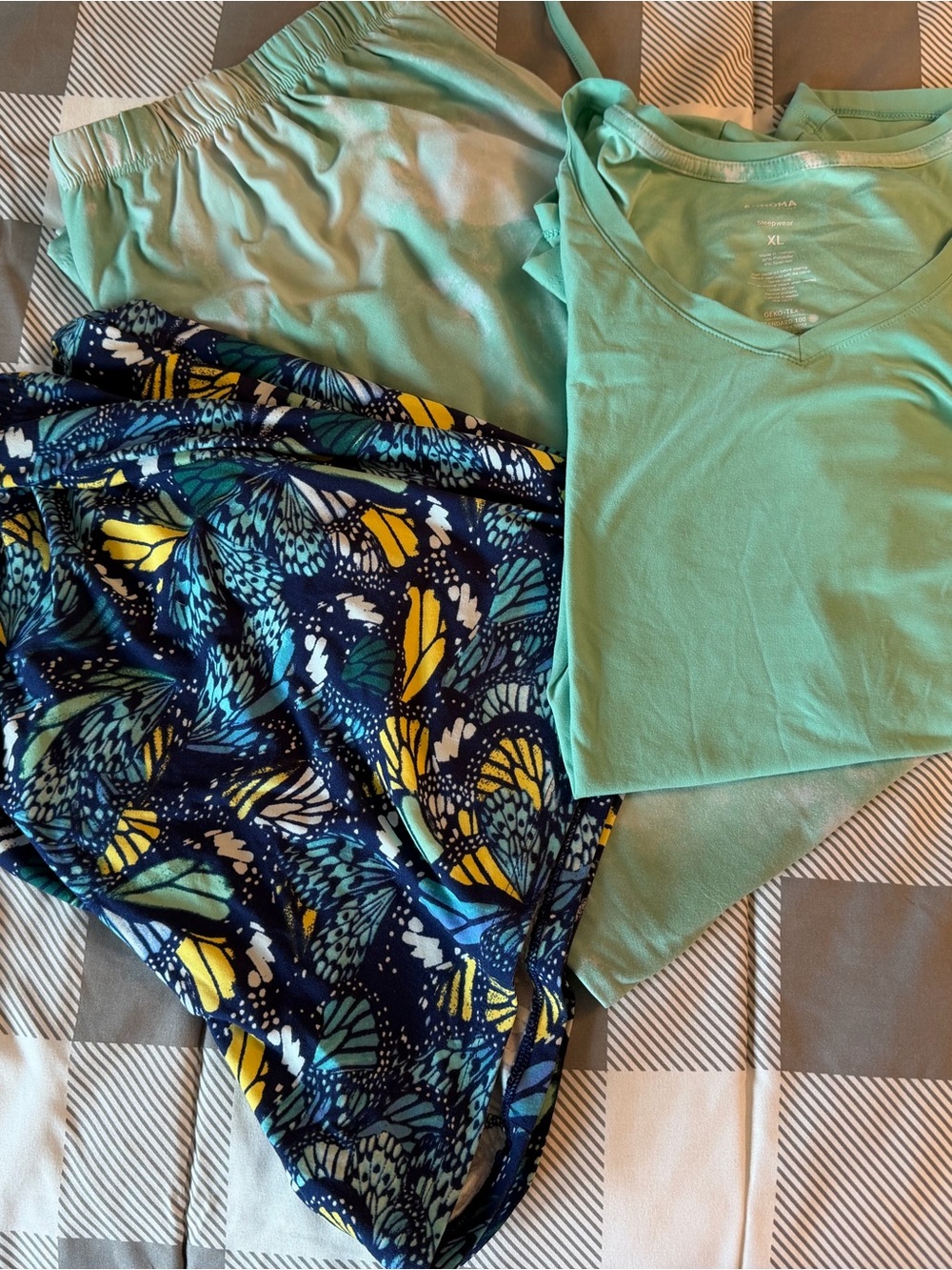 Sonoma mint green/butterfly pattern Sleepwear set 3 pieces size XL